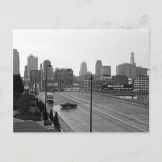 Downtown Kansas City Skyline–Black and White Photo Postcard