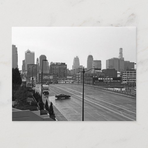 Downtown Kansas City SkylineBlack and White Photo Postcard