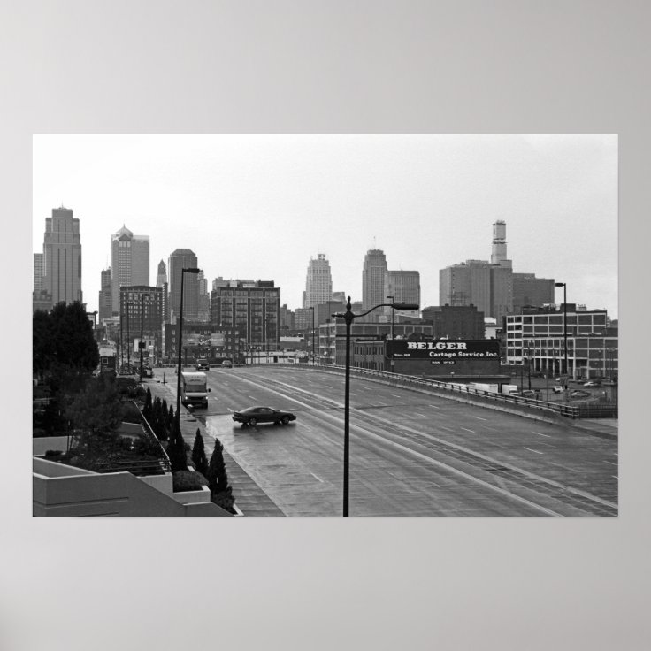 Downtown Kansas City Skyline–Black and White Photo Poster | Zazzle