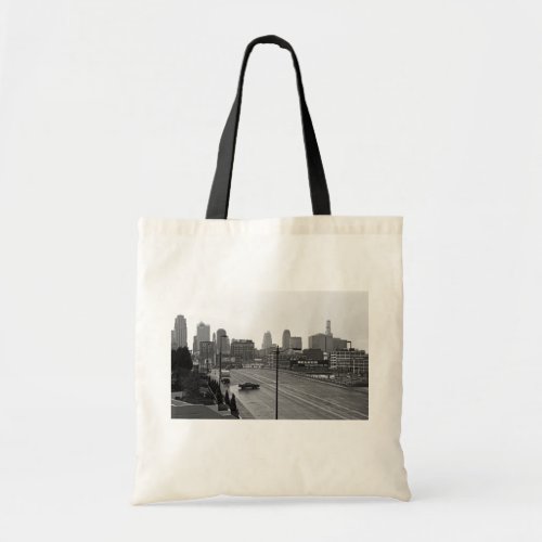 Downtown Kansas City SkylineBlack and White Photo Tote Bag