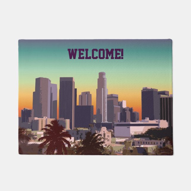 Downtown L.A. - Customizable Illustration Doormat (Front)
