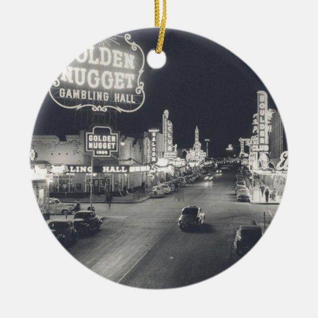 Downtown Las Vegas Retro Ceramic Ornament (Front)
