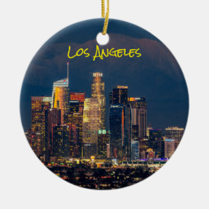 Downtown Los Angeles at Dusk Ceramic Ornament