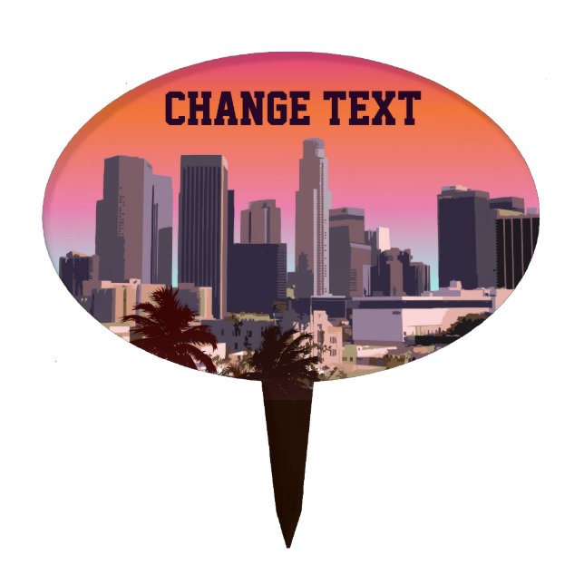 Downtown Los Angeles - Customizable Image Cake Topper (Front)