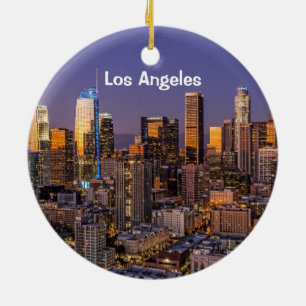 Downtown Los Angeles Twilight Ceramic Ornament