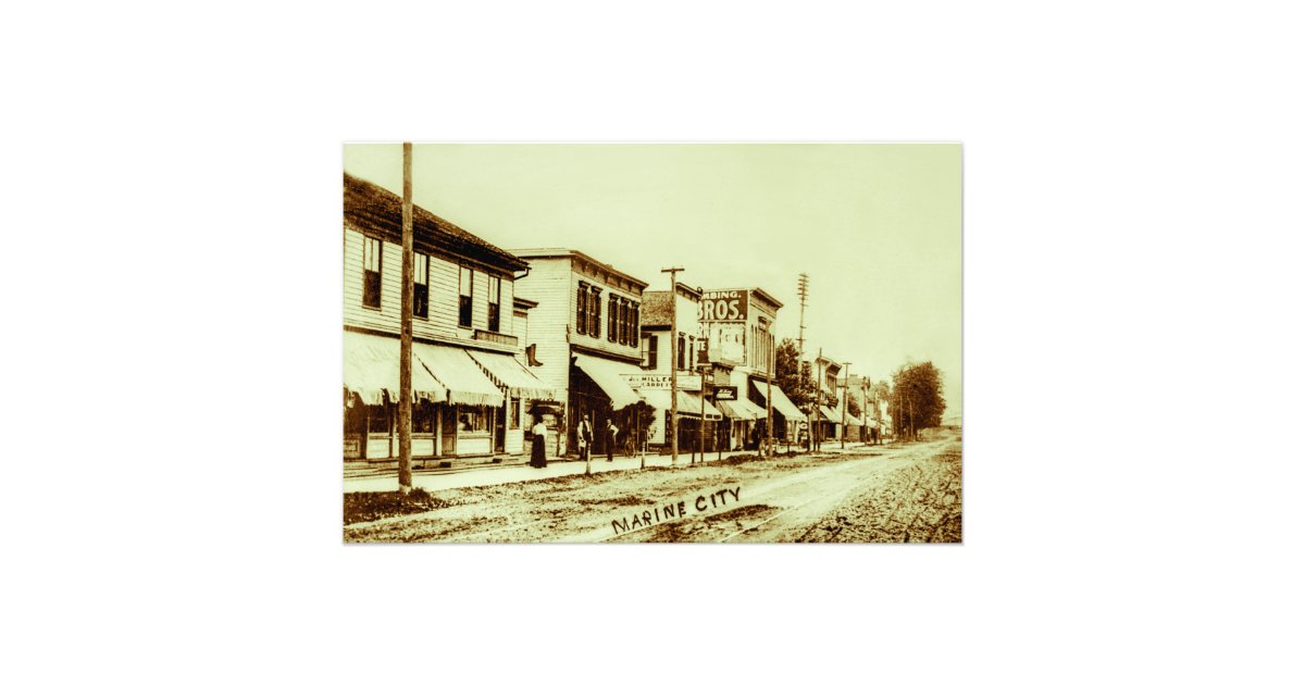 Downtown Marine City Michigan 1901 Photo Print Zazzle