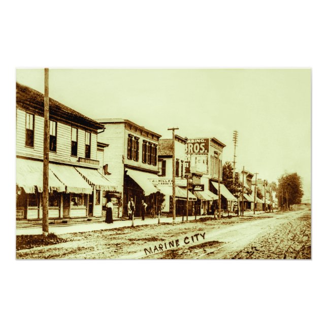 Downtown Marine City Michigan 1901 Photo Print (Front)