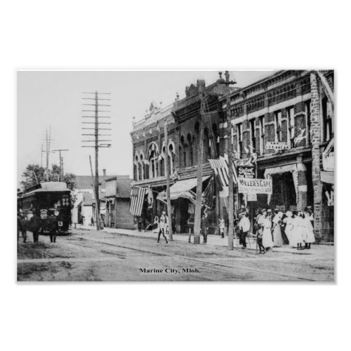 Downtown Marine City Michigan Vintage Photo Print