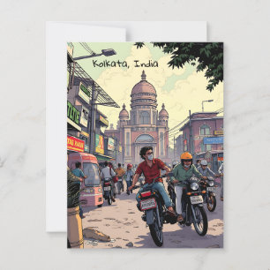 Downtown Motor Bikes in Kolkata, India Postcard