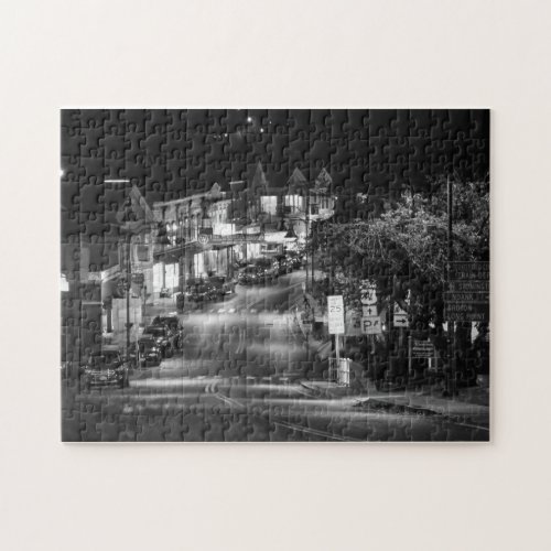 Downtown Mystic CT in Black and White Jigsaw Puzzle