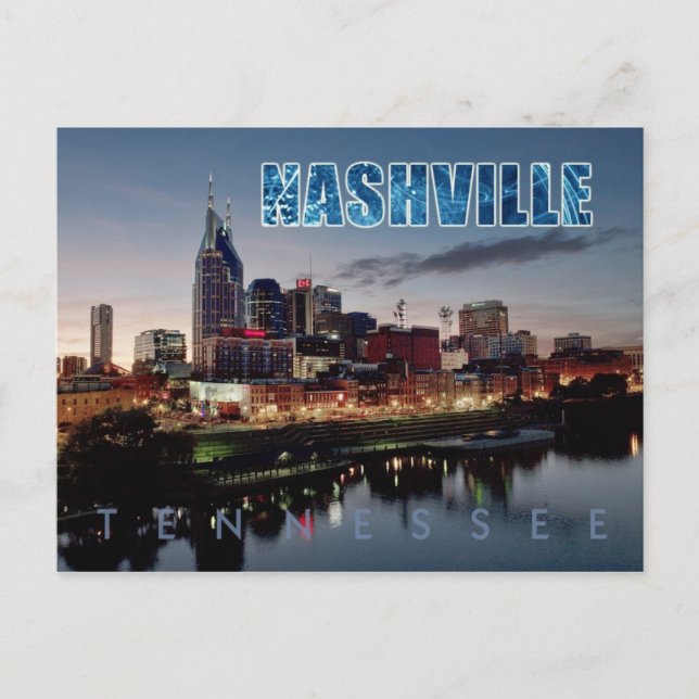 Downtown Nashville skyline, Tennessee at night Postcard (Front)