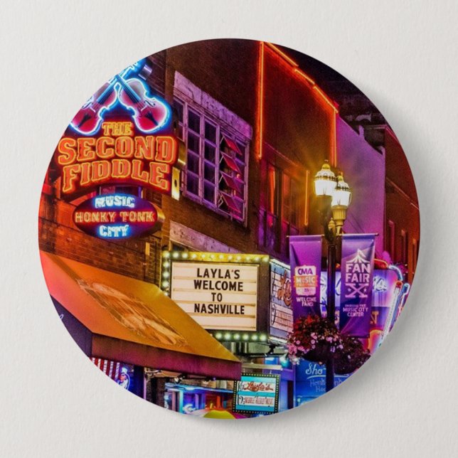 Downtown Nashville Tennessee Nightlife Button (Front)