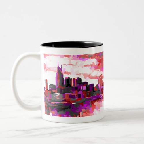 Downtown Nashville Tennessee Skyline Two_Tone Coffee Mug