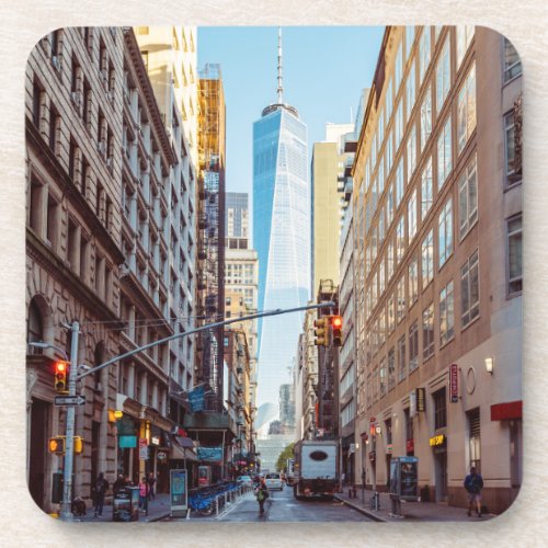 Downtown New York View of World Trade Center Beverage Coaster