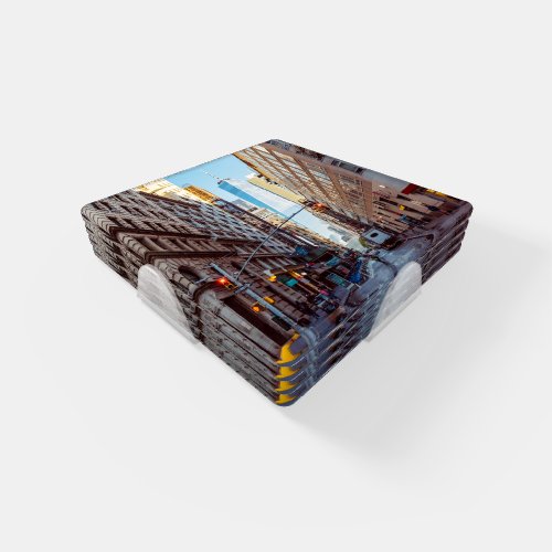 Downtown New York View of World Trade Center Coaster Set