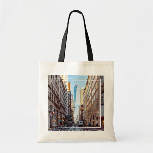 Downtown New York View of World Trade Center Tote Bag