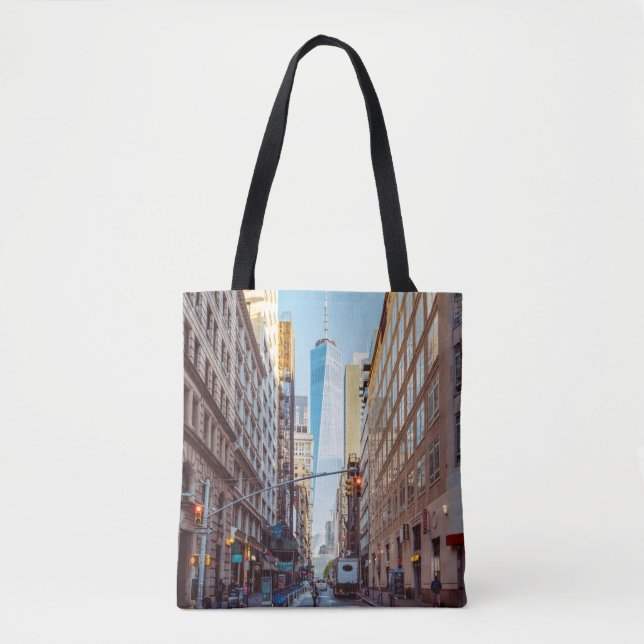 Downtown New York View of World Trade Center Tote Bag (Front)