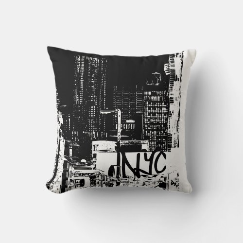 Downtown NYC Skyline Throw Pillow