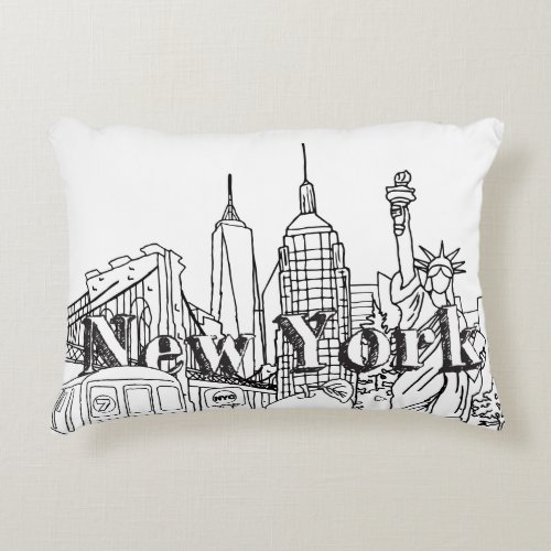 Downtown NYE New York Vacation Souvenirs NYC Gift  Accent Pillow