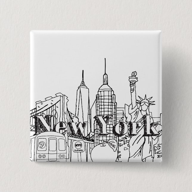 Downtown NYE New York Vacation Souvenirs NYC Gift Button (Front)