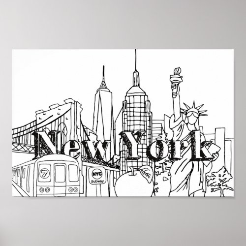 Downtown NYE New York Vacation Souvenirs NYC Gift Poster