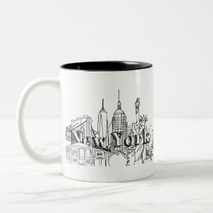 Downtown NYE New York Vacation Souvenirs NYC Gift Two-Tone Coffee Mug