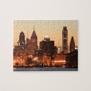 Downtown Philadelphia  Pennsylvania At Sunset Jigsaw Puzzle by prophoto at Zazzle