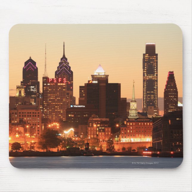 Downtown Philadelphia, Pennsylvania at sunset Mouse Pad (Front)