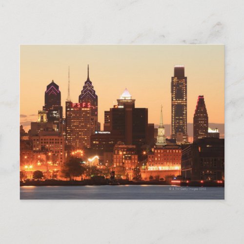 Downtown Philadelphia Pennsylvania at sunset Postcard