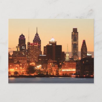 Downtown Philadelphia  Pennsylvania At Sunset Postcard by prophoto at Zazzle