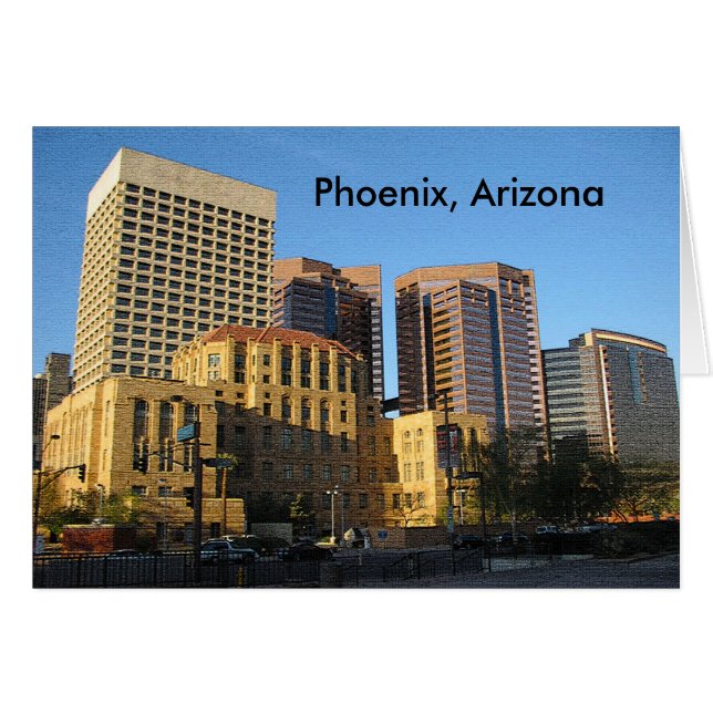 Downtown Phoenix Arizona Skyline Blank Greeting Cards (Front Horizontal)