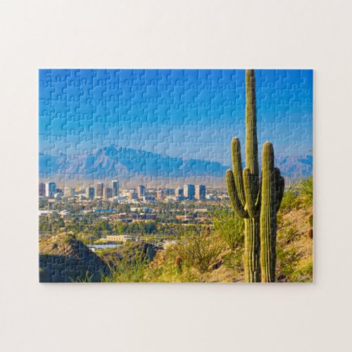 Downtown Phoenix Skyline Esthetic Sunset Pictures Jigsaw Puzzle