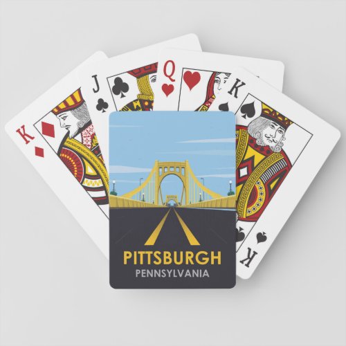 Downtown Pittsburgh PA Bridge Vintage Travel Poker Cards