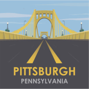 Downtown Pittsburgh, PA Bridge Vintage Travel Sticker