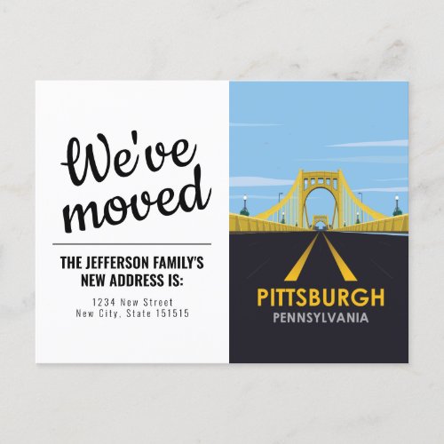 Downtown Pittsburgh PA Bridge Vintage Weve Moved Postcard