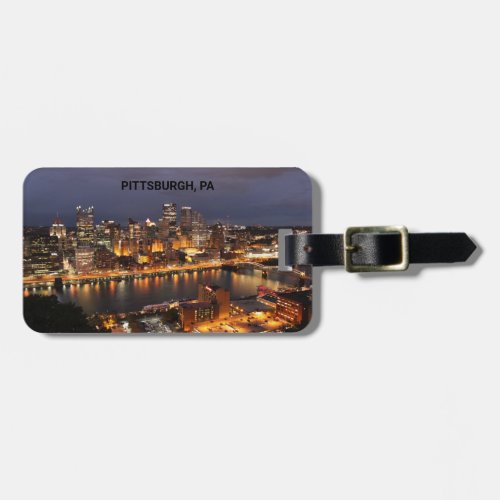 Downtown Pittsburgh PA Night City View Luggage Ta Luggage Tag