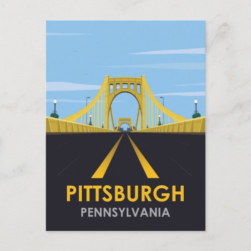 Downtown Pittsburgh Vintage Save the Date Postcard