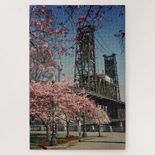 Downtown Portland Bridge  Cherry Blossom Puzzle