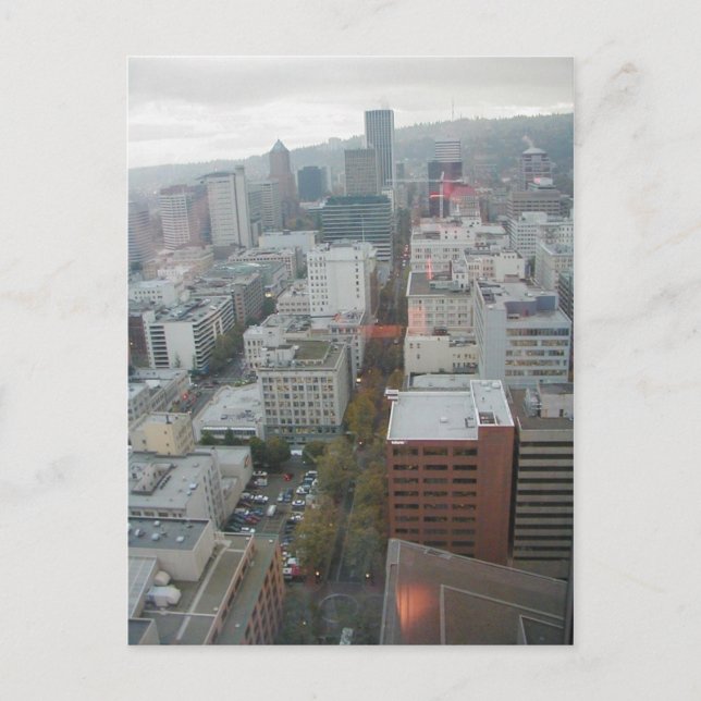 Downtown Portland Oregon Aerial View Postcard (Front)