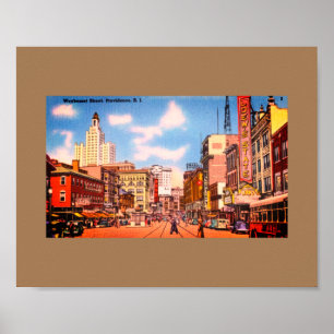 Downtown Providence, RI Vintage Photo Poster