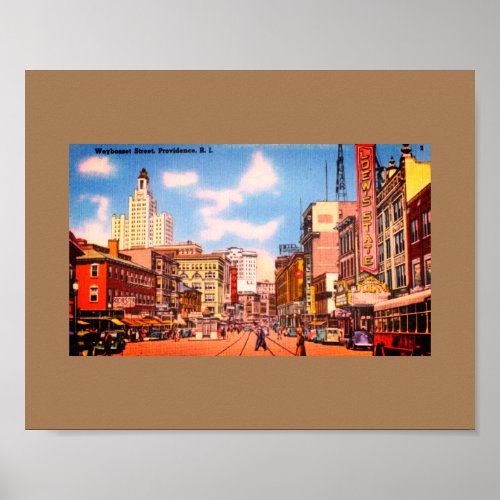 Downtown Providence RI Vintage Photo Poster