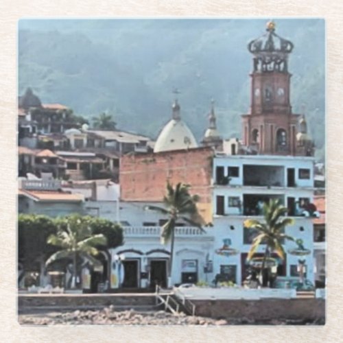 Downtown Puerto Vallarta Mexico Glass Coaster