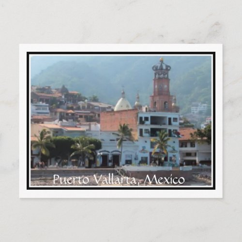 downtown Puerto Vallarta with border postcard