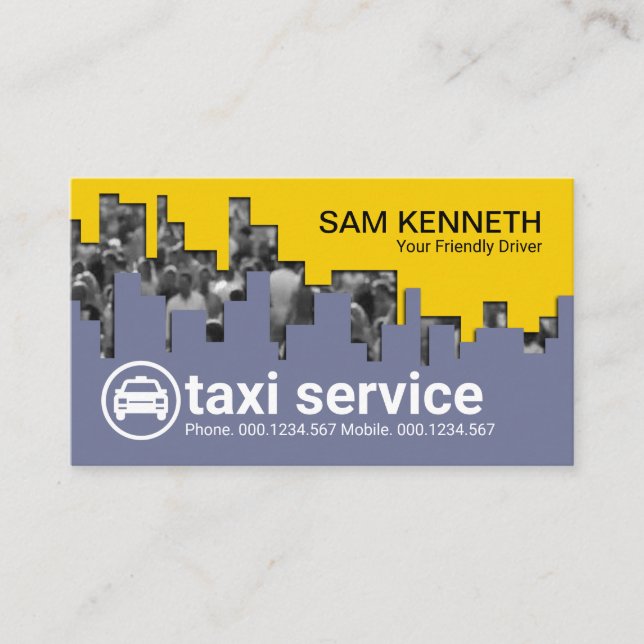 Downtown Rush Hour City Crowd Taxi Driver Business Card (Front)
