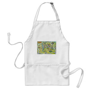 Downtown San Antonio Cartoon Map Adult Apron