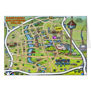 Downtown San Antonio Cartoon Map Cards