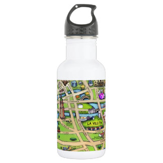 Downtown San Antonio Cartoon Map Water Bottle