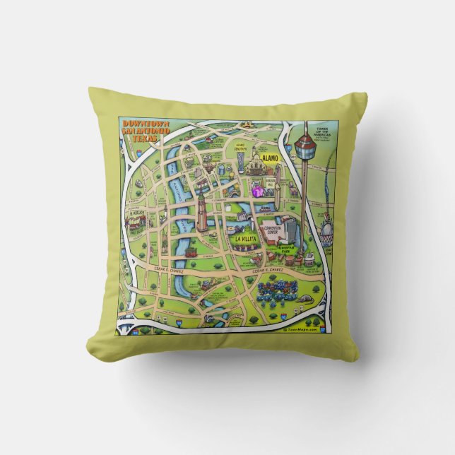 Downtown San Antonio Pillow (Front)