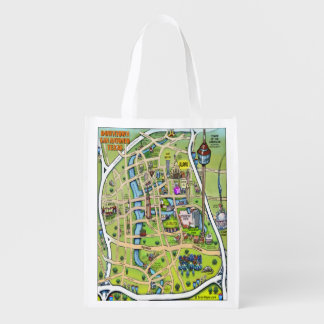 Downtown San Antonio Texas Cartoon Map Reusable Grocery Bag
