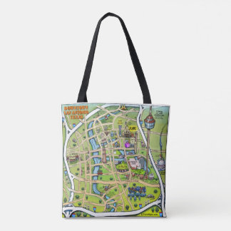 Downtown San Antonio Texas cartoon map Tote Bag